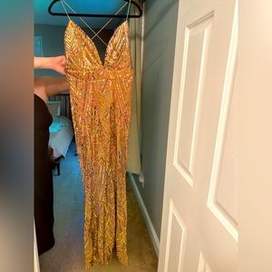 Champagne Floor length Iridescent Sequin Dress